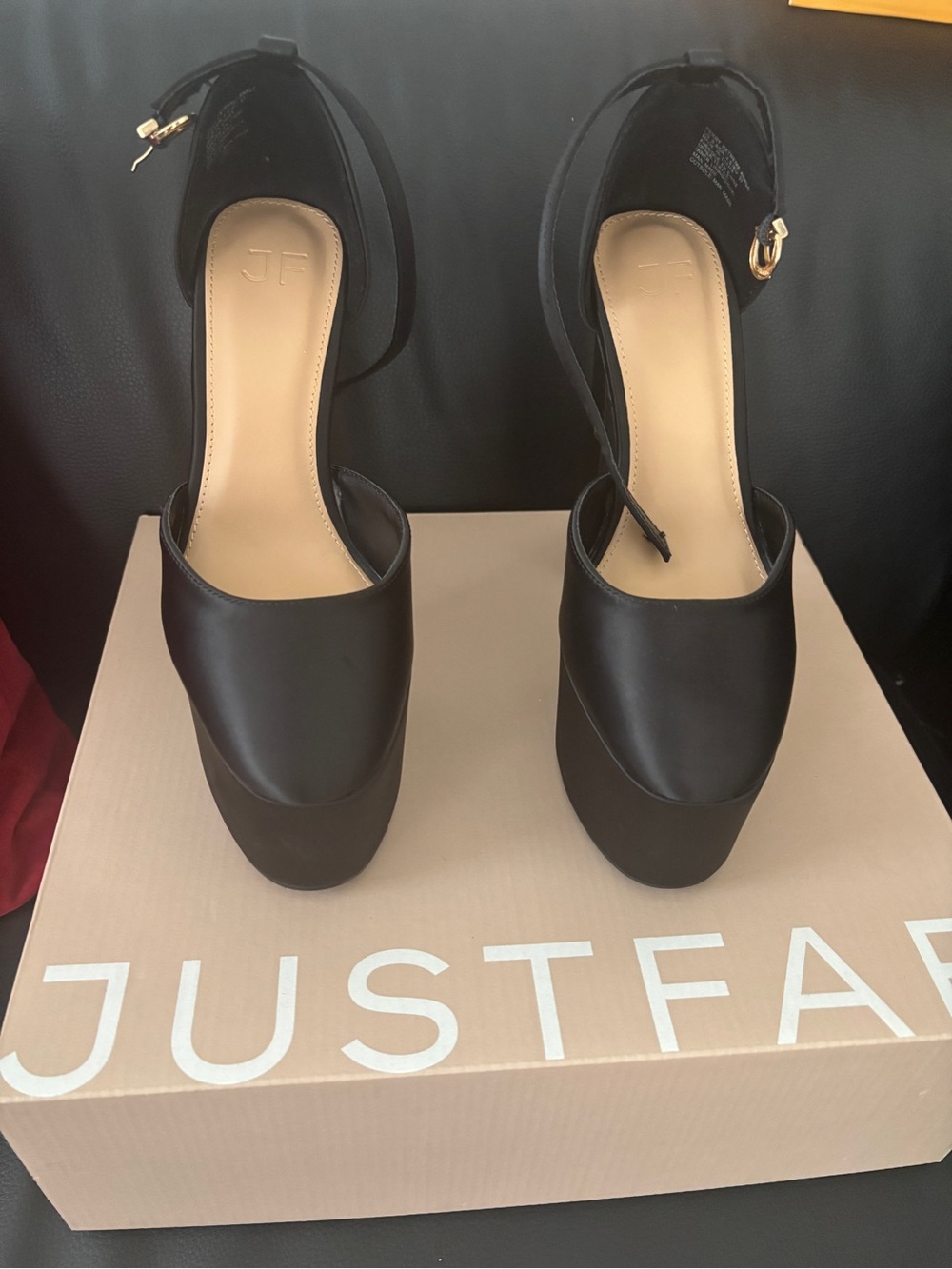 JustFab Black Platform Ankle-Strap Mary Janes